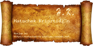 Hatschek Krisztián névjegykártya